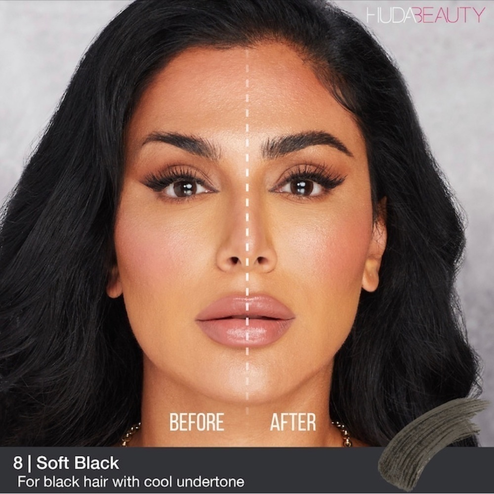 Huda Beauty SOFT BLACK 8 BombBrows Full n Fluffy Fiber Brow Gel | NEW | BOMBBROW - Picture 4 of 14